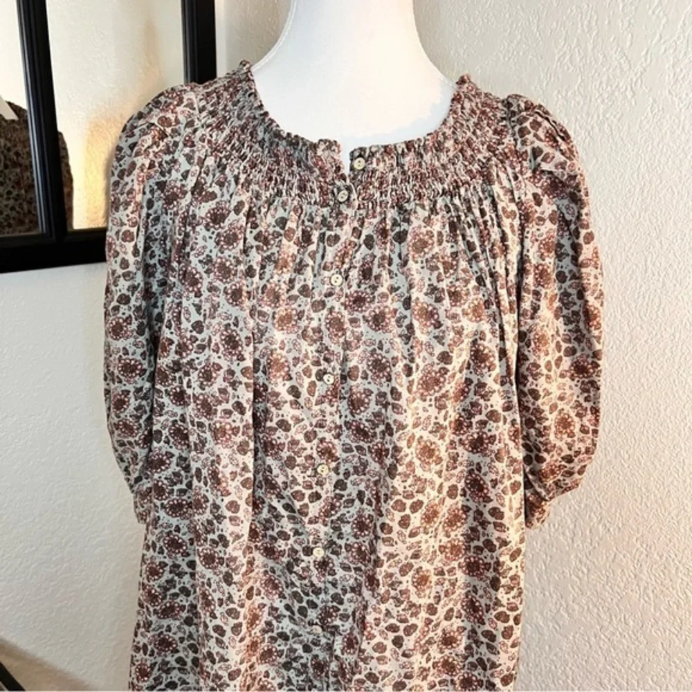 INTIMATELY FREE PEOPLE Brown Floral Button Down Tunic Dress Size‎ Small
